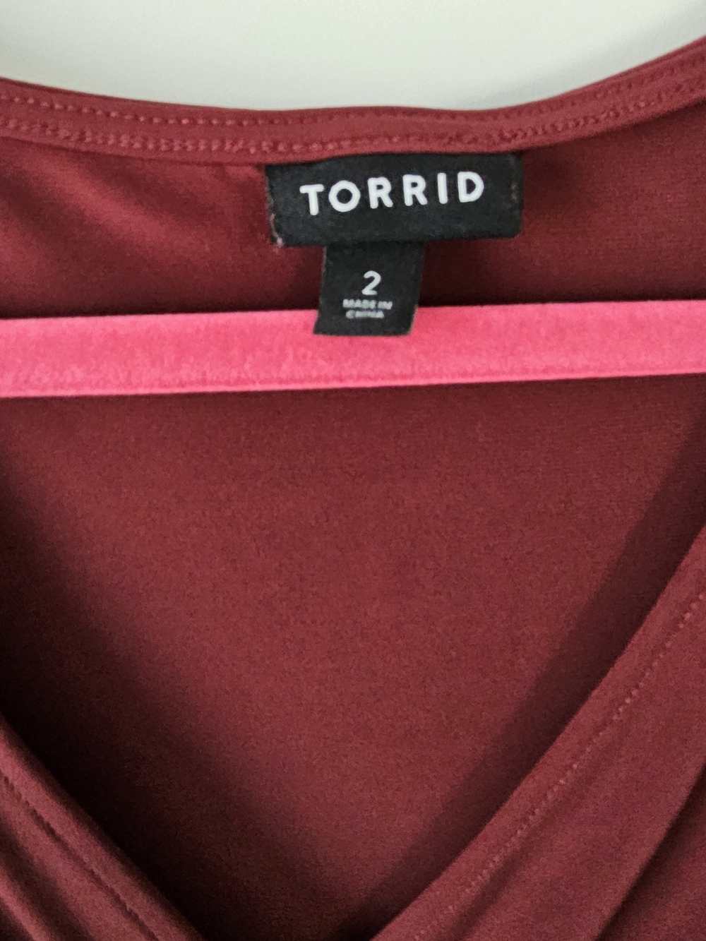 Torrid Women's Burgundy Surplice Long Sleeve Babydoll Blouse - Picture 5 of 5